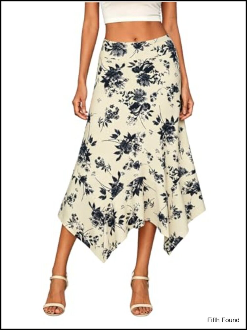 High Waisted Asymmetrical Handkerchief Hem Midi Skirt